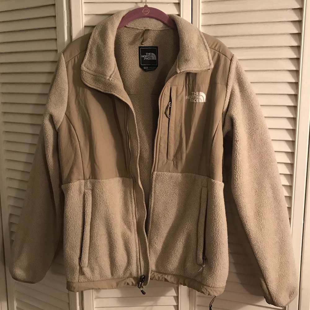 North face tan full zip fleece coat